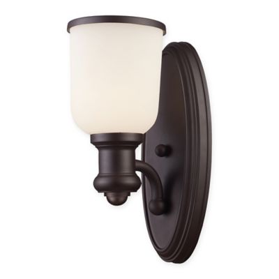 Buy Elk Lighting 1-Light Wall Sconce in Oiled Bronze with Glass Shade from Bed Bath & Beyond